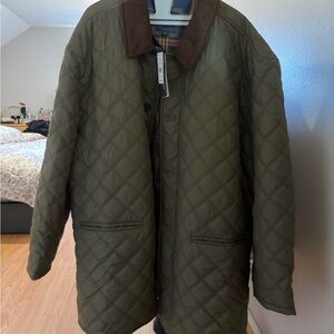 Brooks Brothers Quilted Jacket - Olive with Brown Collar